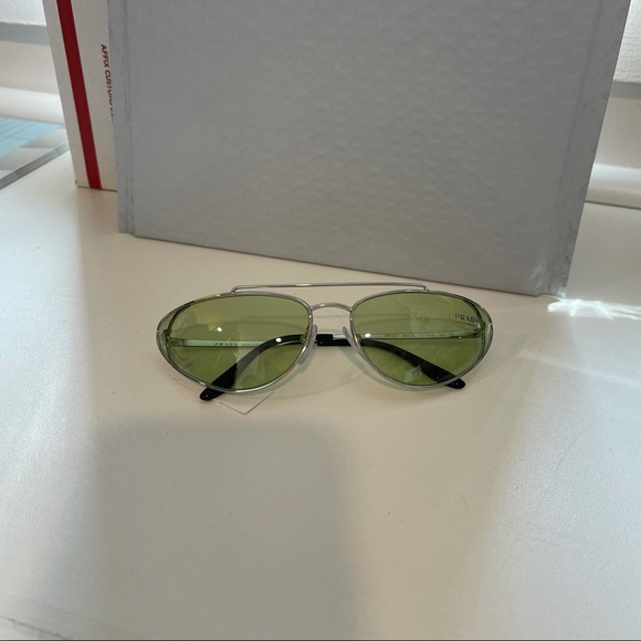 NEW Prada Green Irregular 66mm Cat Eye Sunglasses - Picture 3 of 8